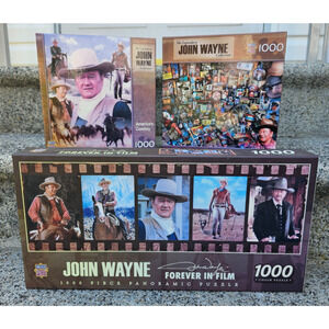 Lot of 3 John Wayne Puzzles - Remembering the Duke - Forever in Film - Cowboy